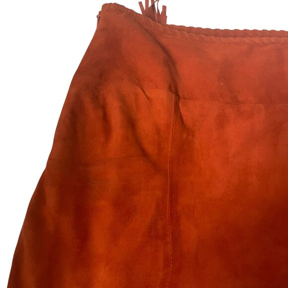 Tamara Mellon Fringed Boho Suede Skirt Burnt Orange 6 $895 - Picture 9 of 16